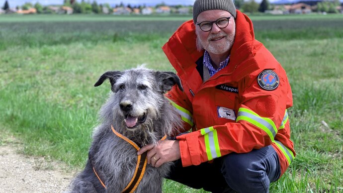 Flintstone ist ein altdeutscher Hütehund und hat einen einzigartigen Beruf. Er ist Archäologiespürhund. Er hilft Herrchen Dietmar bei der Arbeit und kann Knochen erschnüffeln.