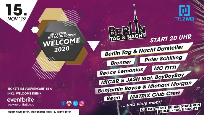 Berlin - Tag und Nacht - Der große Silvester Hit-Countdown 2018 im Matrix