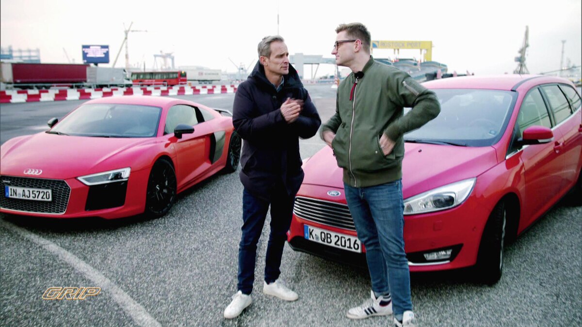 Trailer Bleifuß gegen Sparfuchs Audi R8 V10 vs. Ford Focus (Folge 428